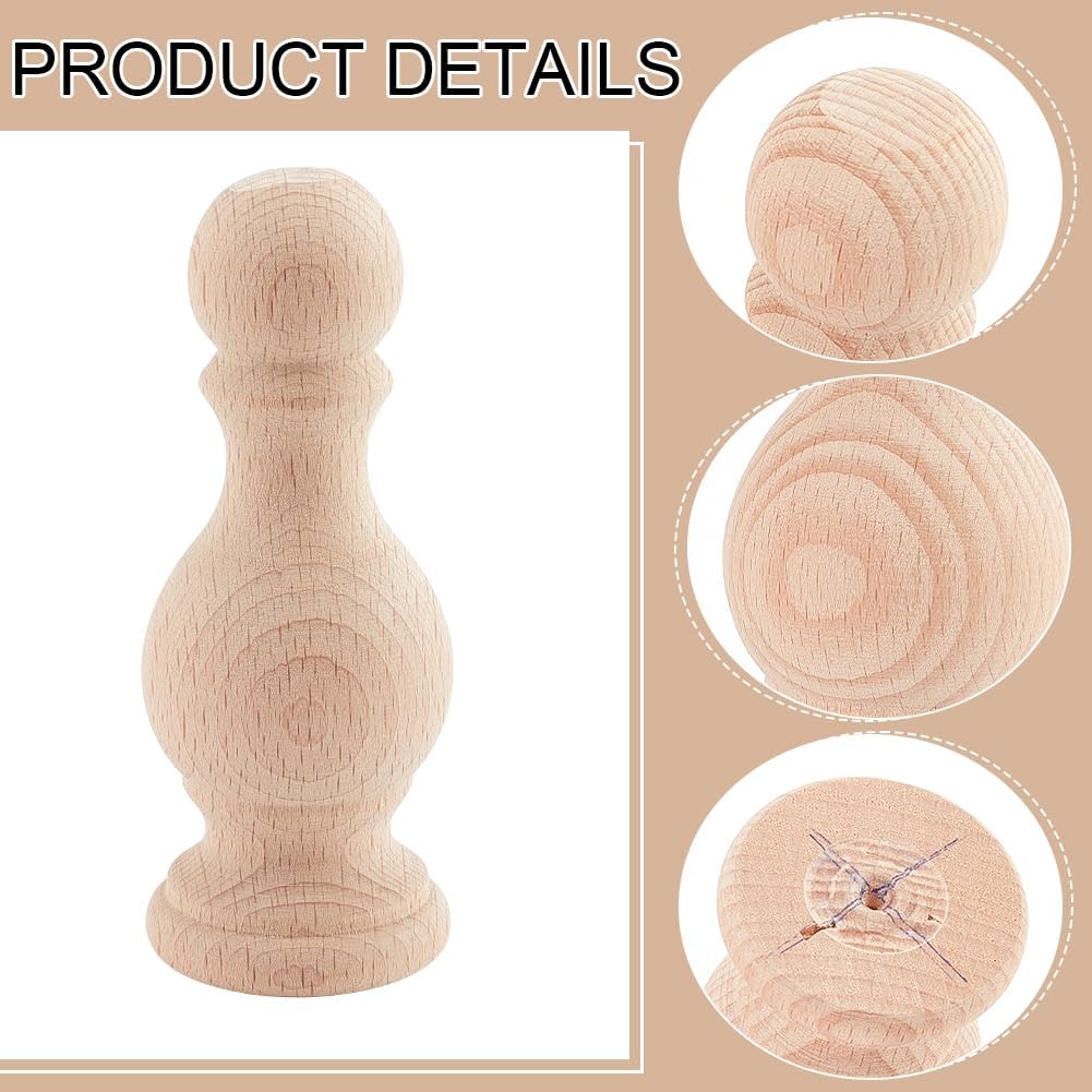 BENECREAT 2Pcs Unfinished Wood Finials 47x19 Inch Decorative