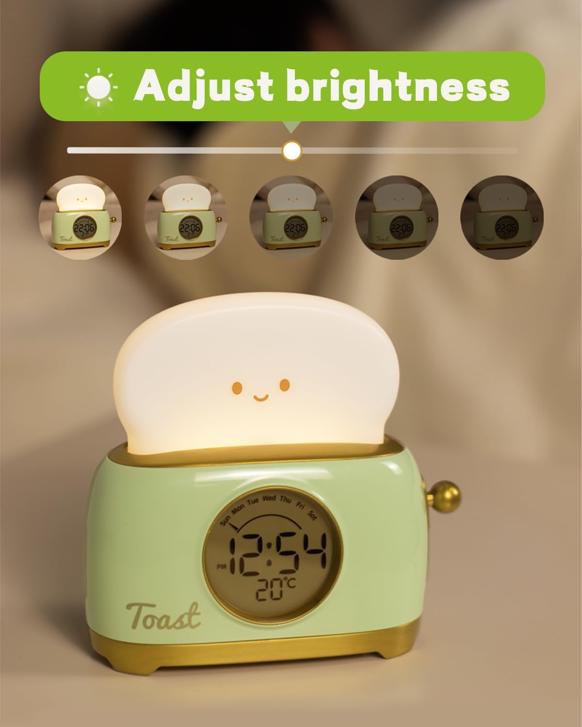 Cute Toast Alarm Clock for Kids and Teens