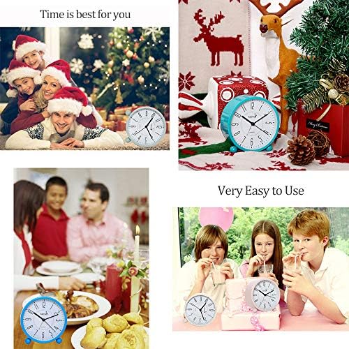 Super Silent Metal Alarm Clock with Night Light Pink