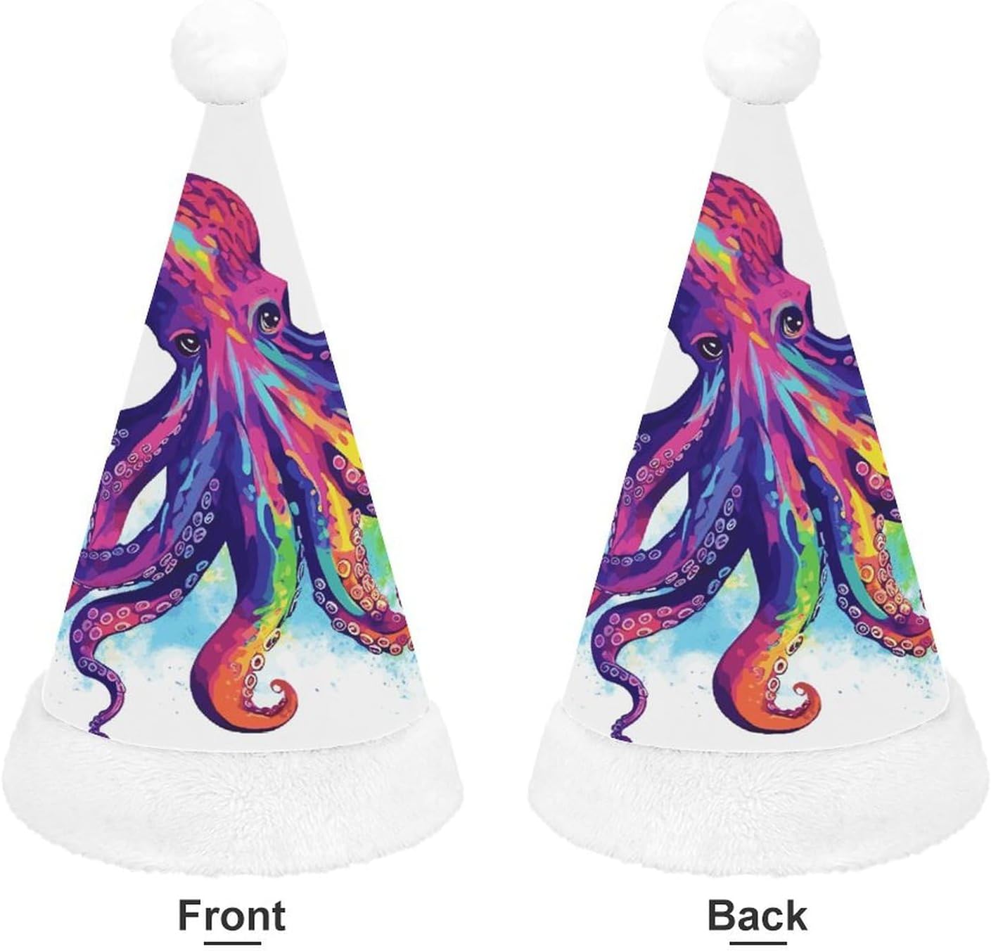 Colorful Octopus Santa Christmas Hat for Adults