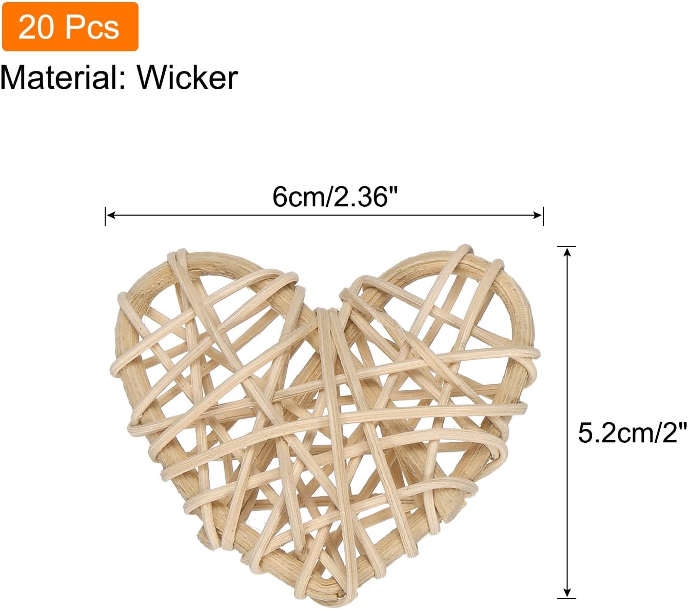 MECCANIXITY 20Pcs Heart Shaped Rattan Balls for Home Decor