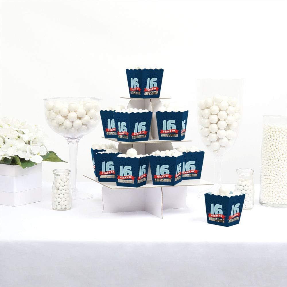 Big Dot of Happiness Boy 16th Birthday Candy Boxes Set of 12
