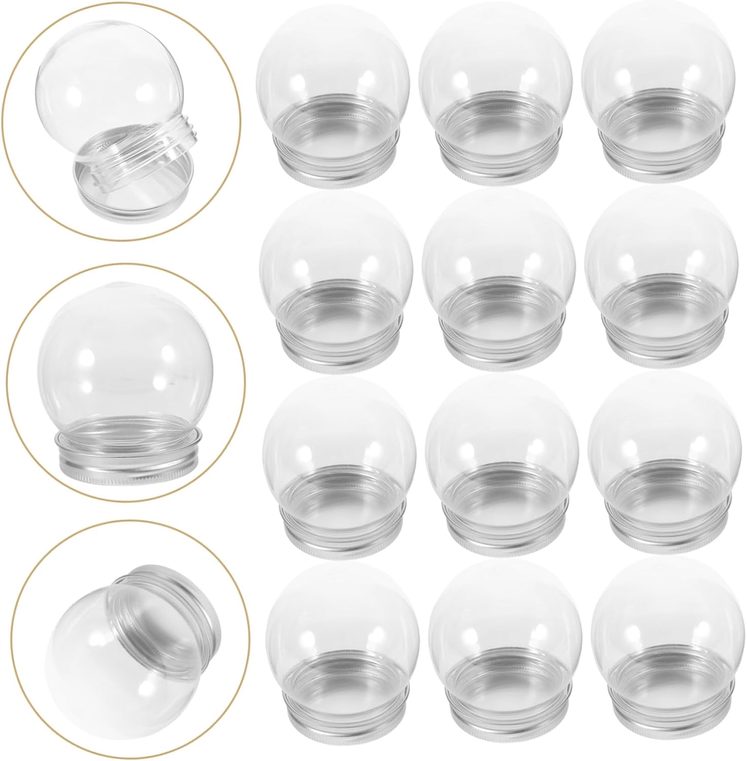 12pcs Candy Containers for DIY Water Globes with Aluminum Caps