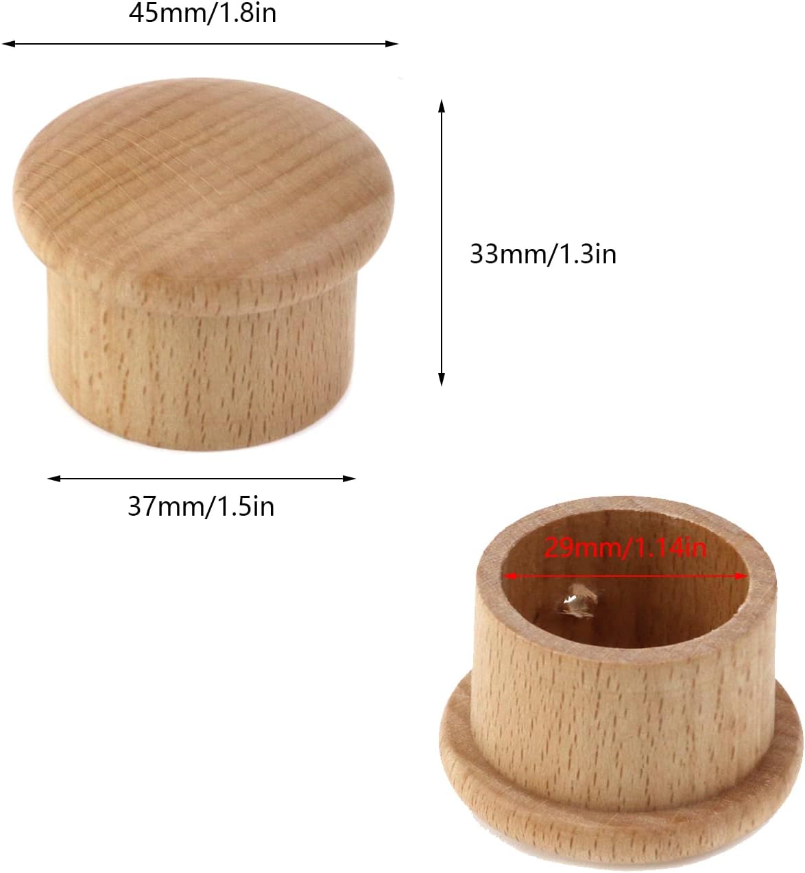 KUMGROT 2 Pcs Wood Curtain Rod Caps