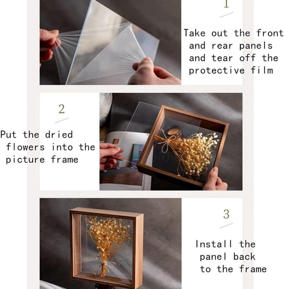 8x12 Floating Photo Frame with Dried Flowers Display