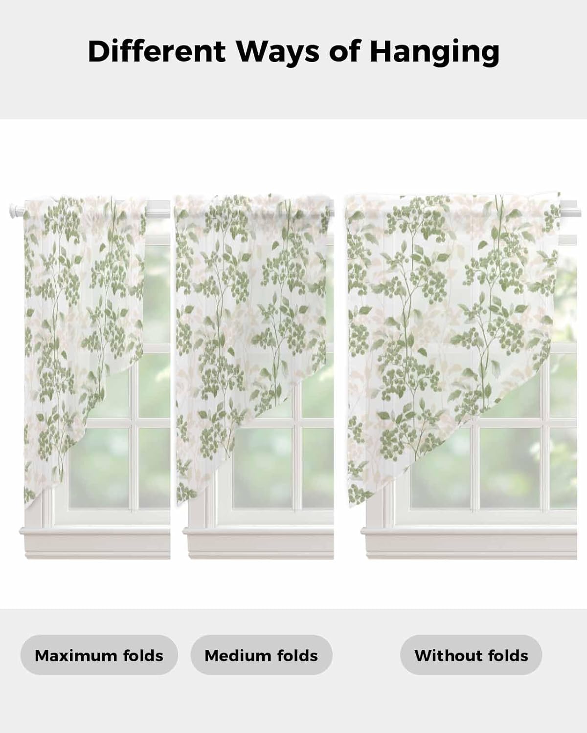 Sage Green Wildflower Panels Curtains Set 72x45 Inch