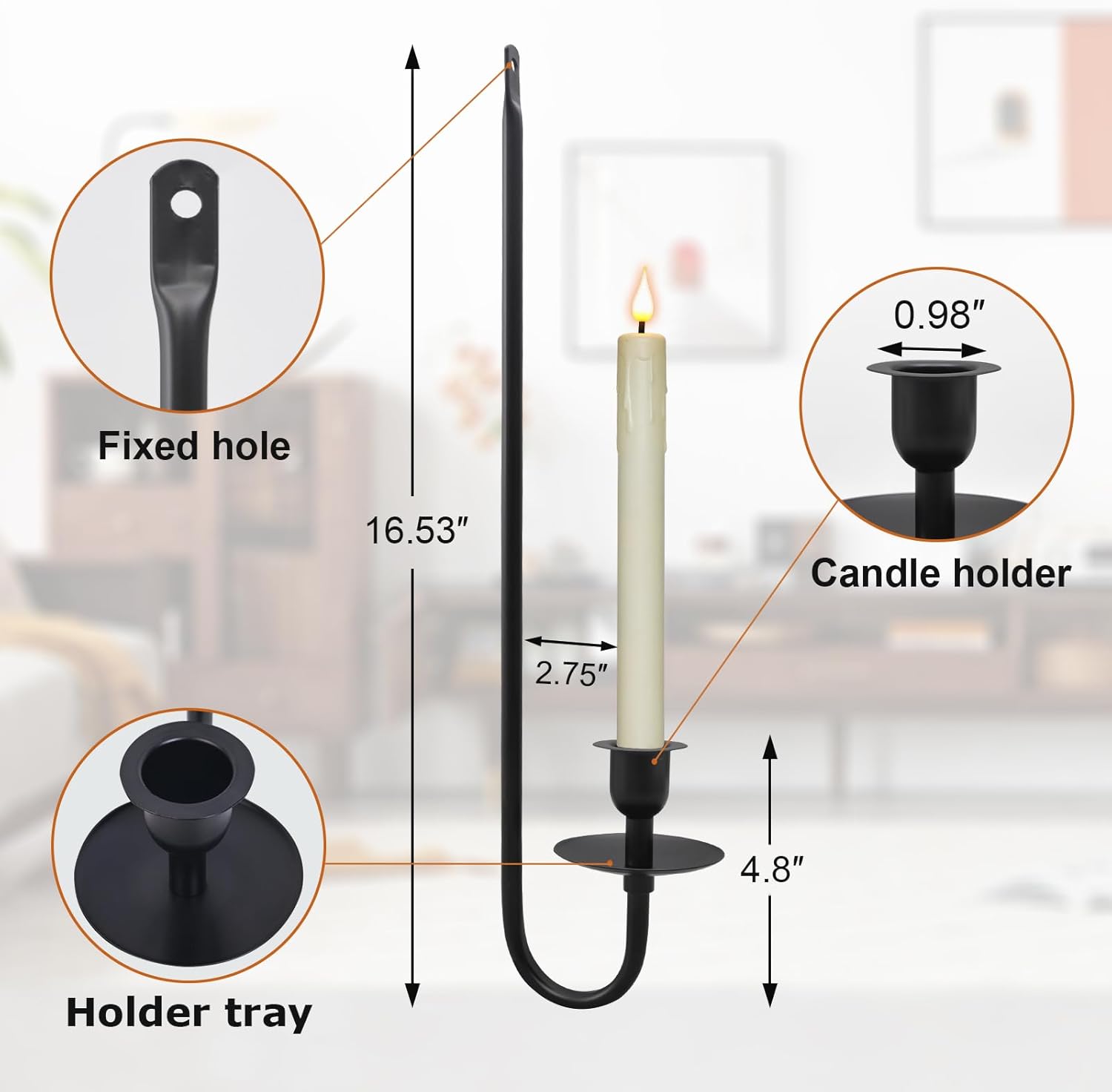 Elegant Black Wall Candle Holder Set with Remote Control