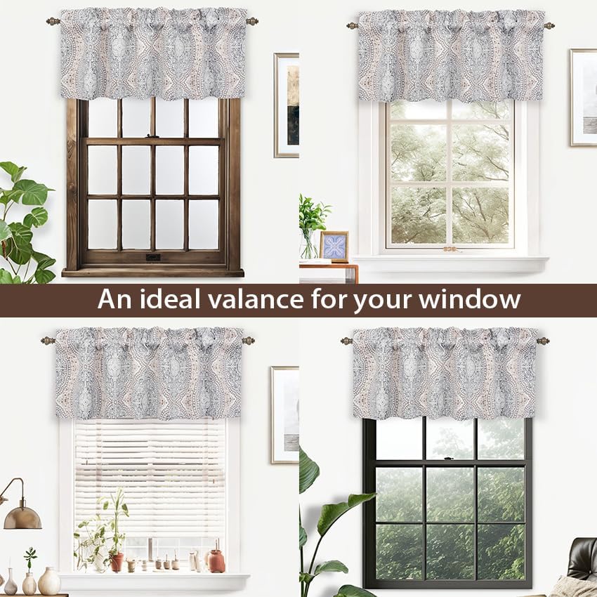 DriftAway Adrianne Damask Floral Valance 52x20 Inch