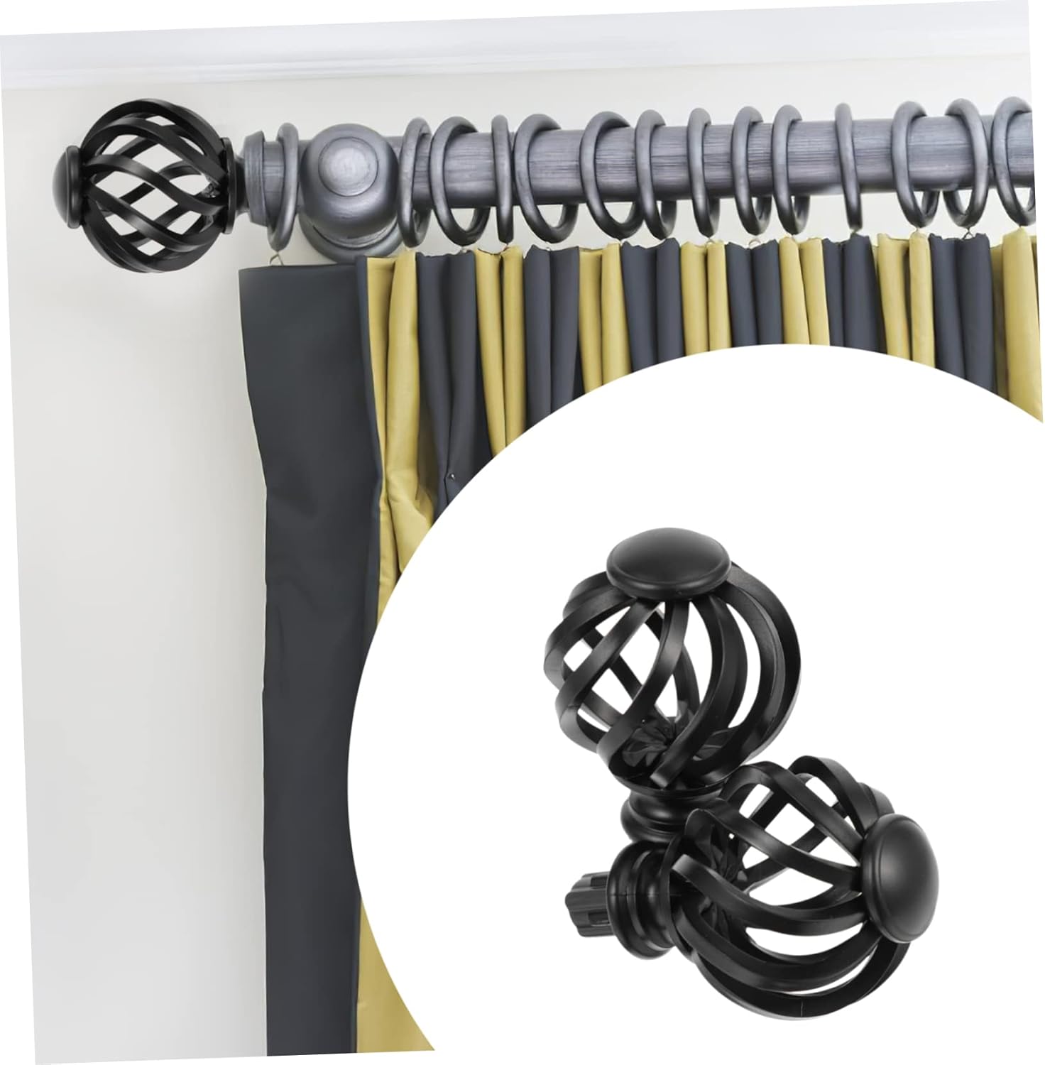ABOOFAN 2pcs Crystal Plastic Curtain Rod Ends