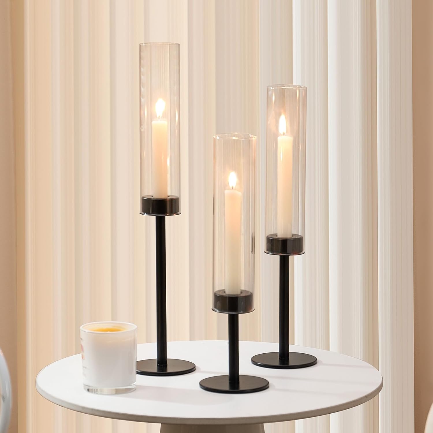Black Hurricane Candle Holders Set of 3
