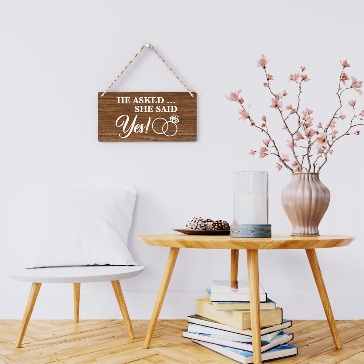 Bellowdeer Rustic Wedding Sign She Said Yes 12x6 Inches Brown