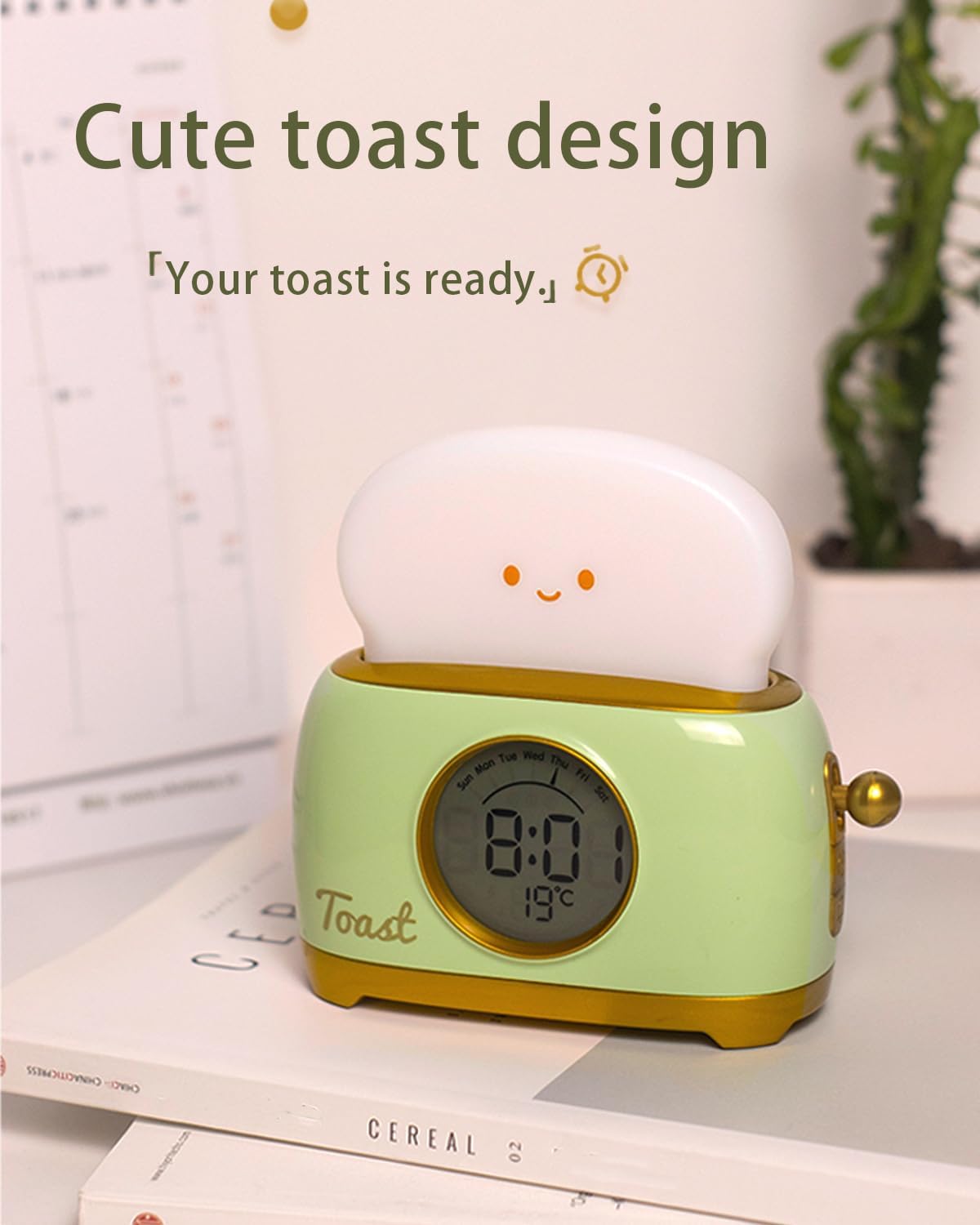 Cute Toast Alarm Clock for Kids and Teens