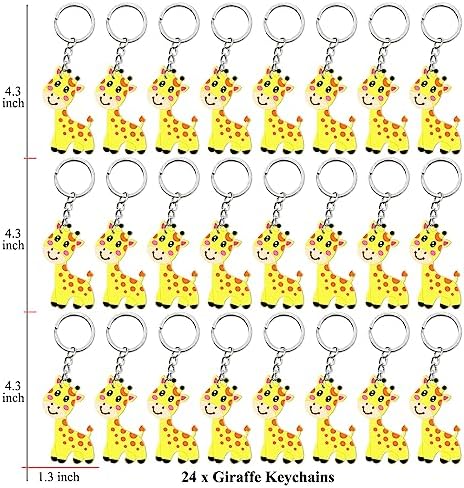 24 Pack Giraffe Keyrings Safari Party Favor