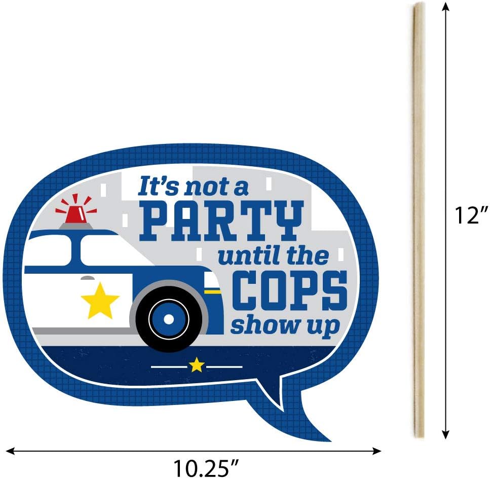 Big Dot Of Happiness Police Photo Booth Props Kit - 20 Count
