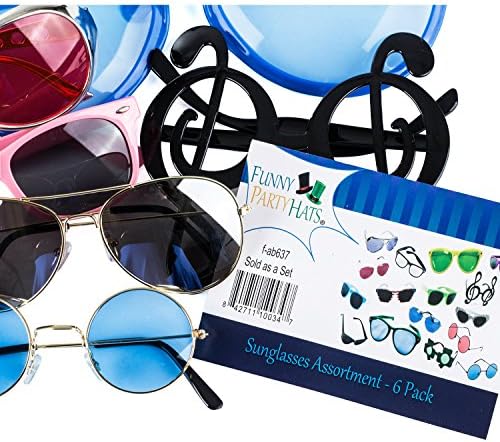 Funny Party Hats Sunglasses for Kids 6 Pack