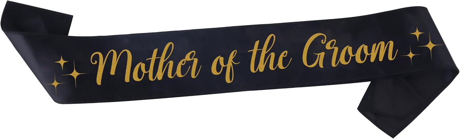 Mother of the Groom Sash - Black Gold Wedding Accessory