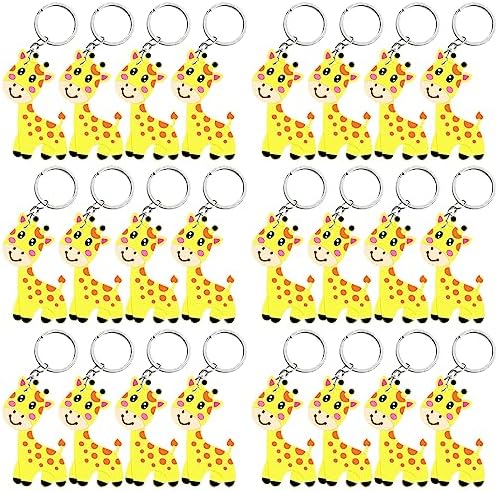 24 Pack Giraffe Keyrings Safari Party Favor