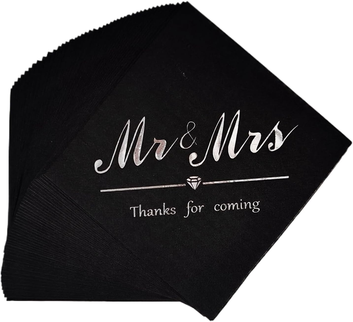 Mr Mrs Silver Black 50pc Disposable Napkins