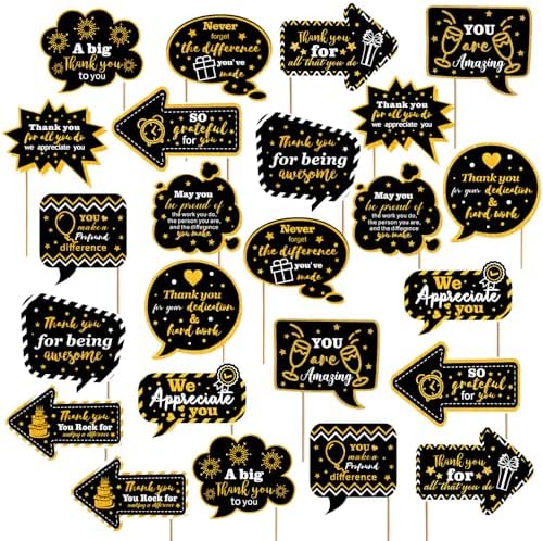 24 Pcs Thank You Photo Booth Props for Employee Appreciation Party