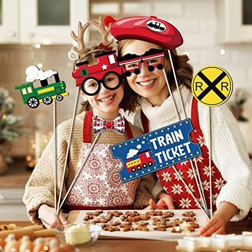 25 Pc Train Photo Booth Props for Parties and Events