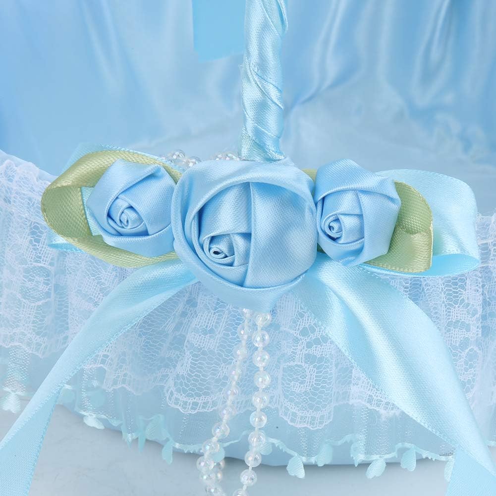 Pink Flower Girl Baskets with Handle for Weddings
