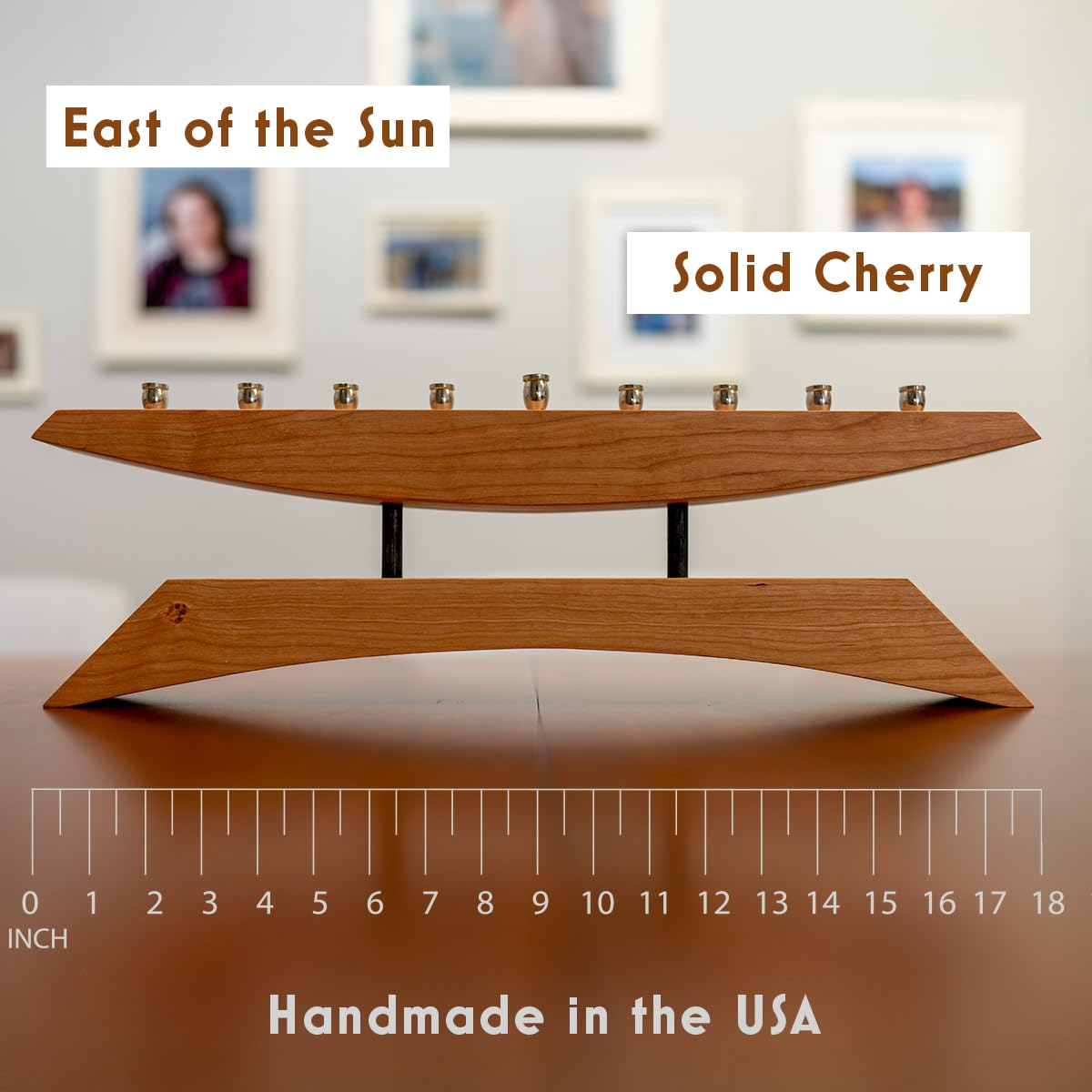 Handmade 9 Branch Modern Menorah Cherry