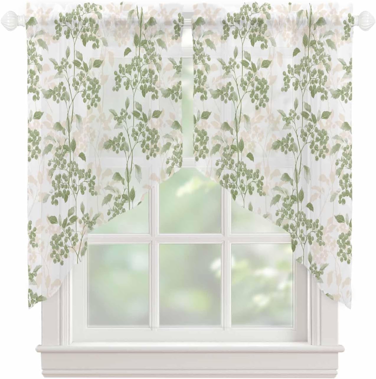 Sage Green Wildflower Panels Curtains Set 72x45 Inch