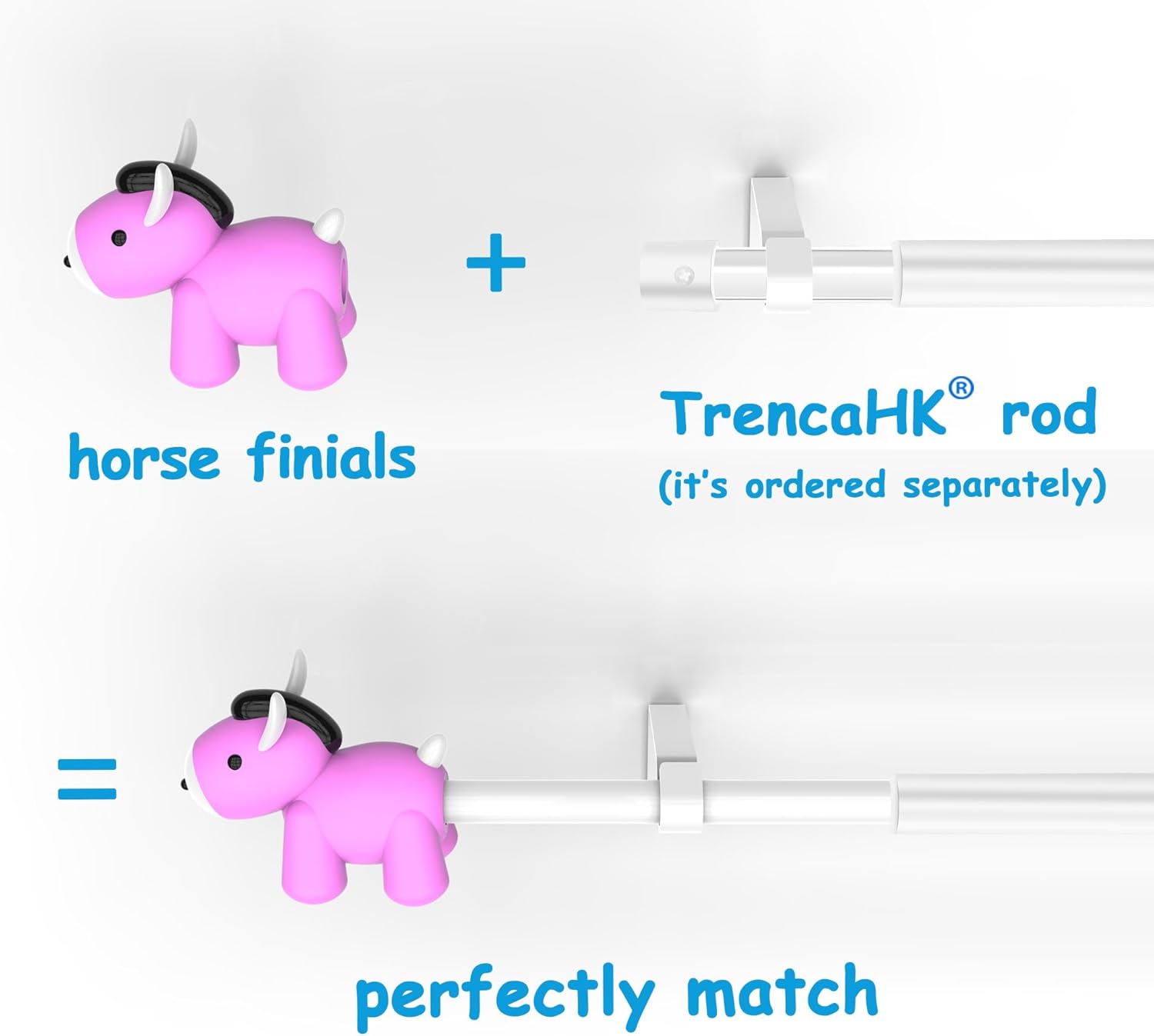 Cute Horse Curtain Rod Finials for Kids Bedroom