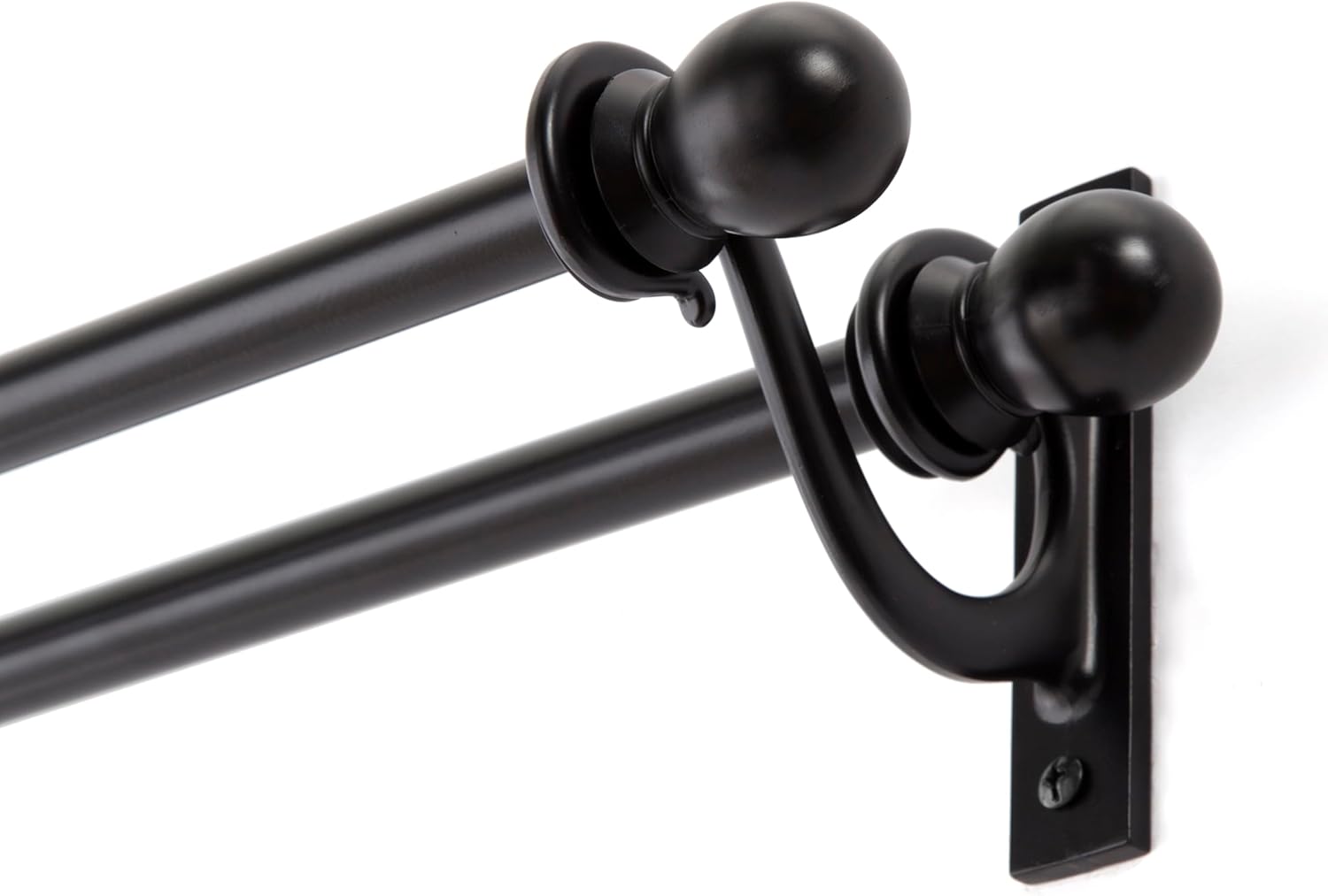 Kenney Scroll Ball Double Curtain Rod with Black Finish