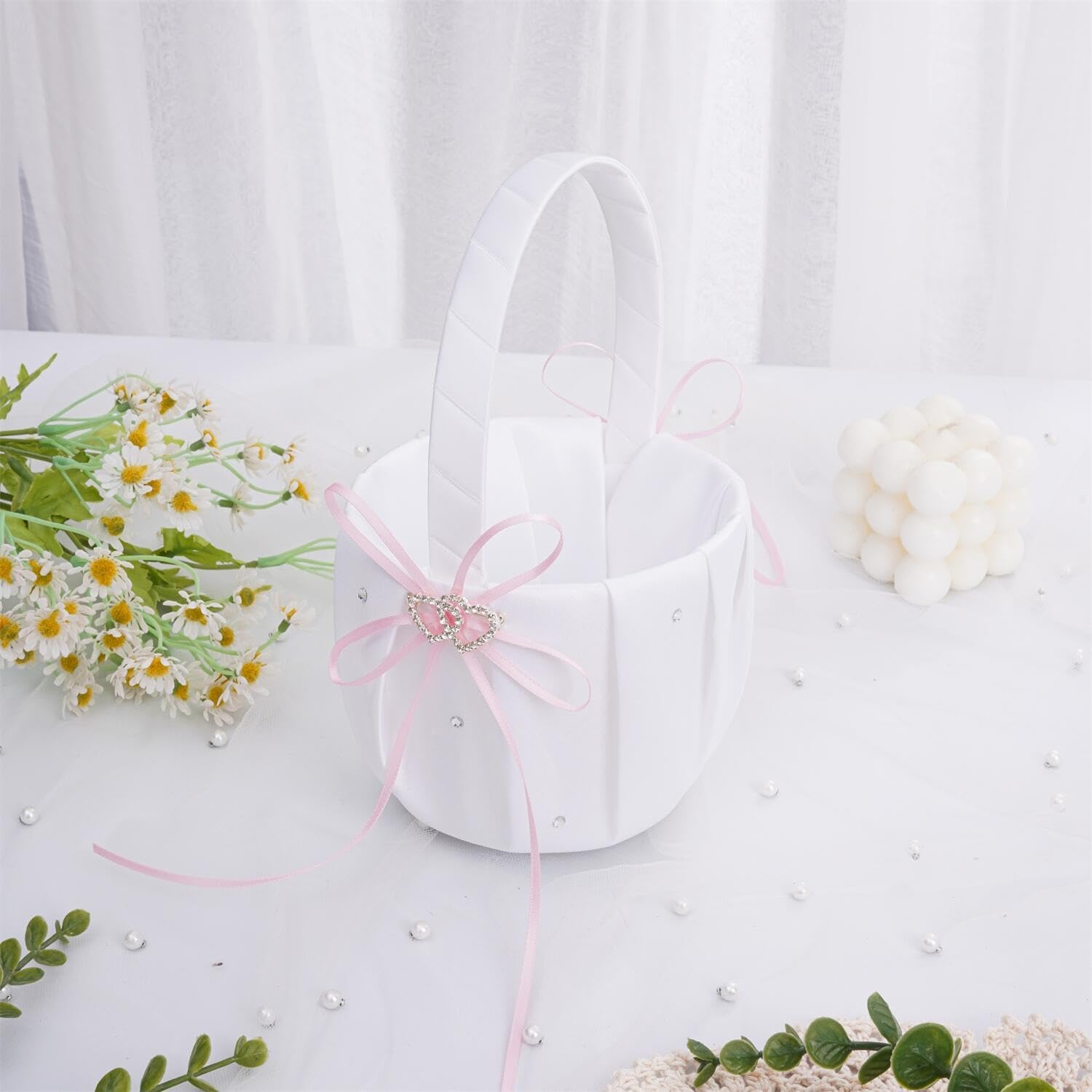 Elegant Satin Flower Girl Basket for Weddings