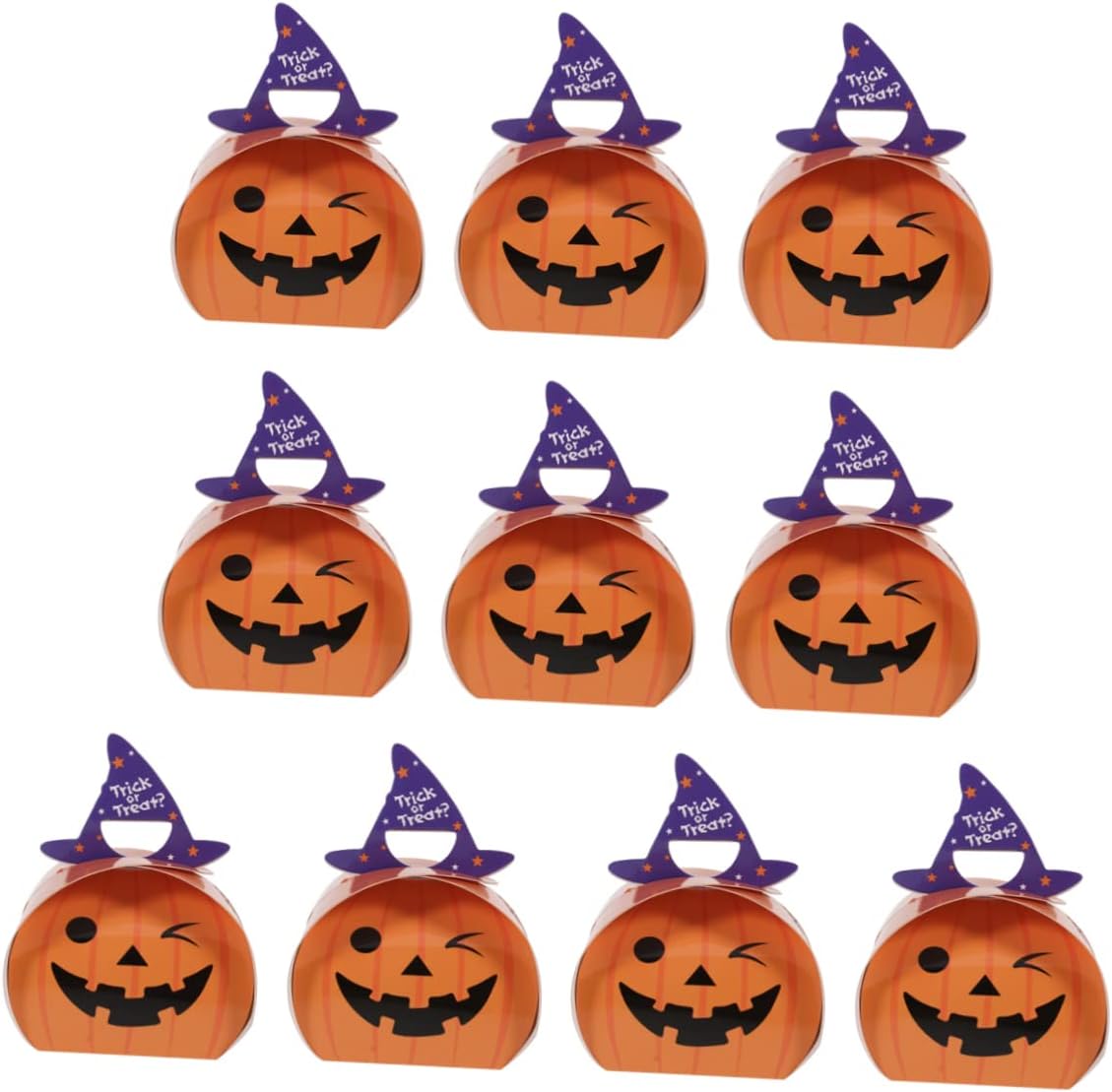10 Pack Halloween Treats Box Pumpkin Design