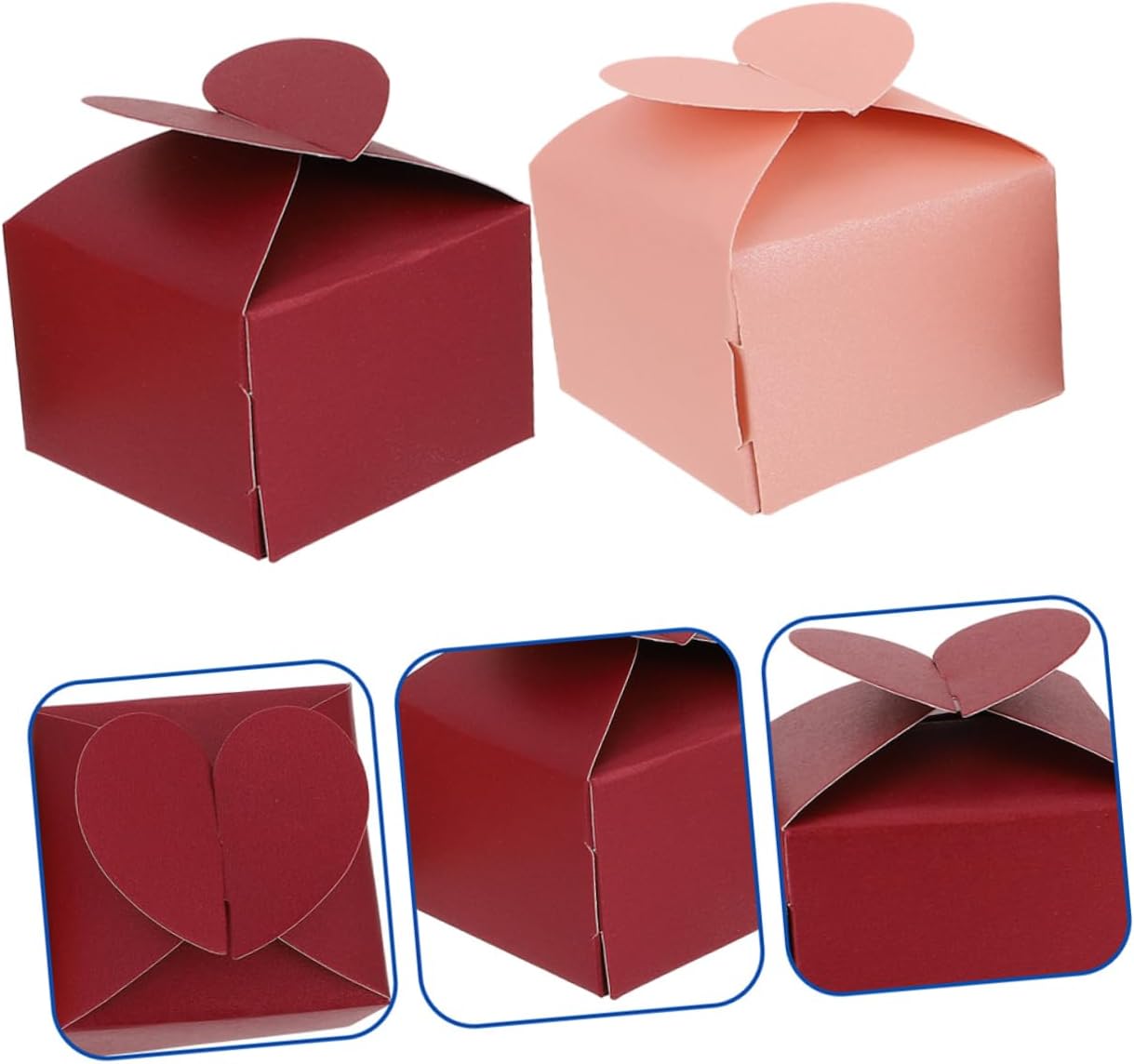 KOMBIUDA 100pcs Heart Shaped Candy Favor Boxes for Weddings and Parties