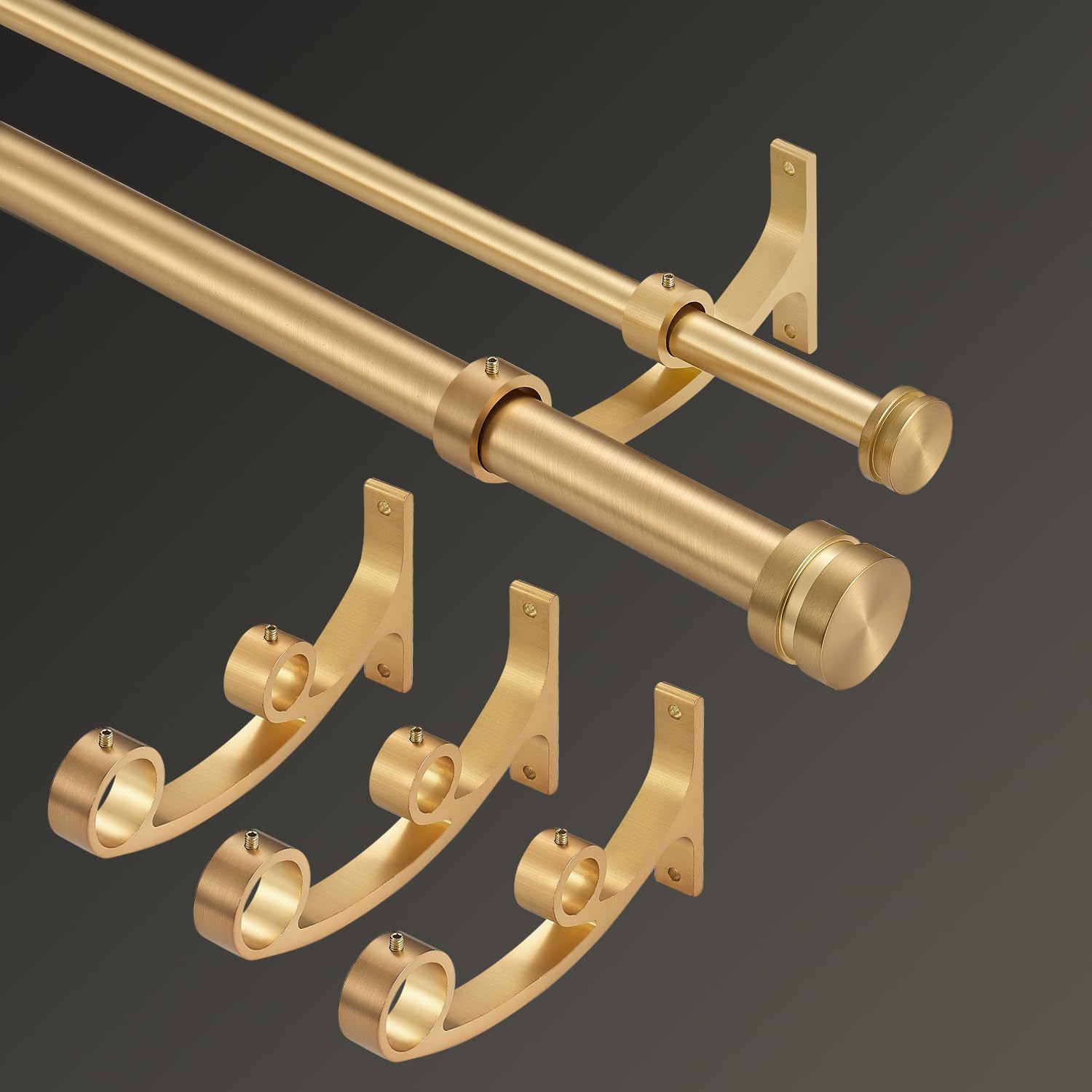 Joodxoe Double Curtain Rods 36-72 Inch Telescoping Warm Gold