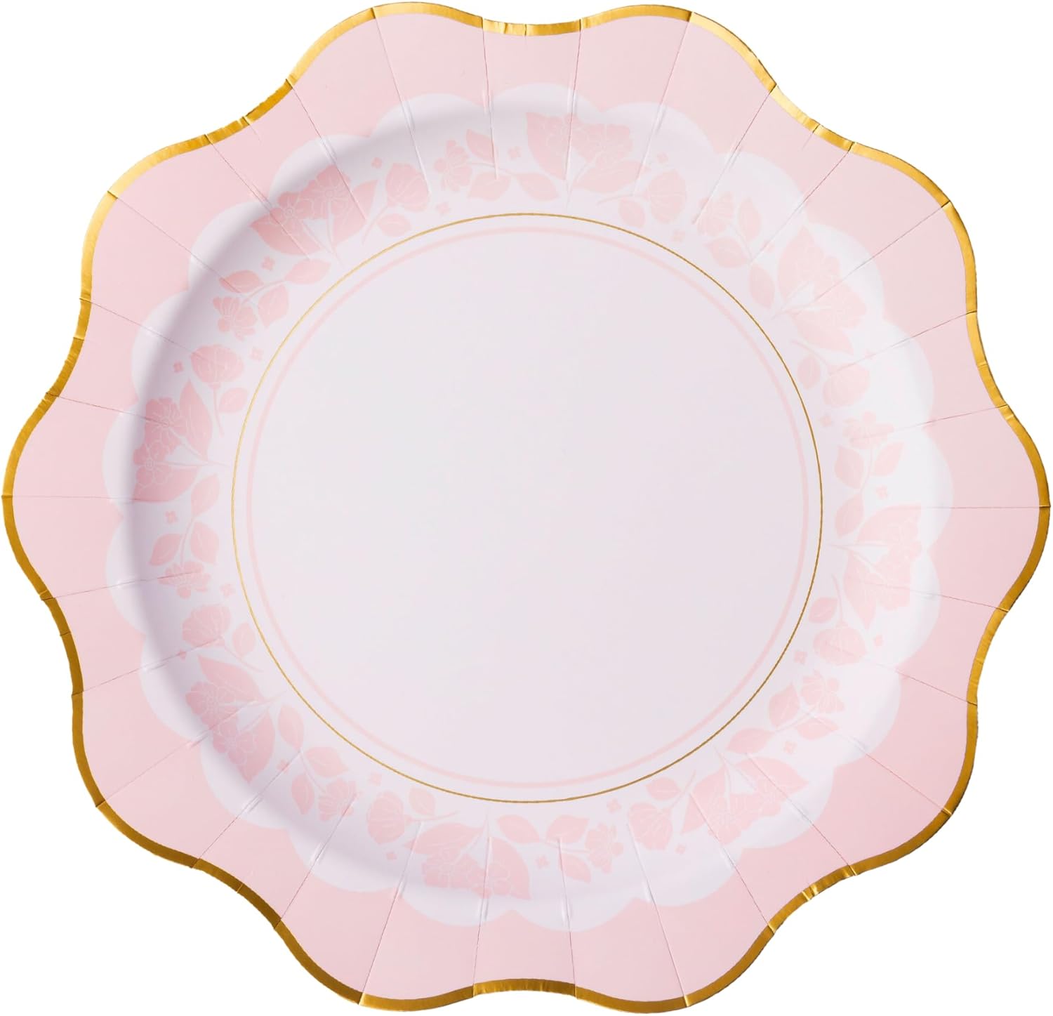 Bonjour Fete Light Pink Floral Large Party Plates with Gold Foil