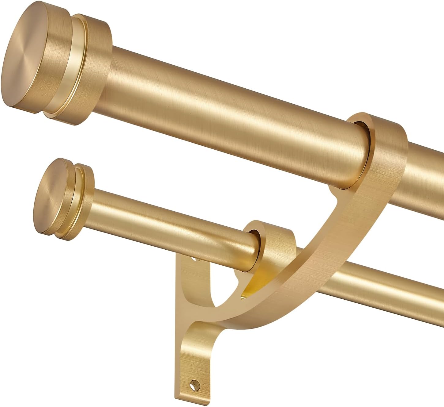 Joodxoe Double Curtain Rods 36-72 Inch Telescoping Warm Gold
