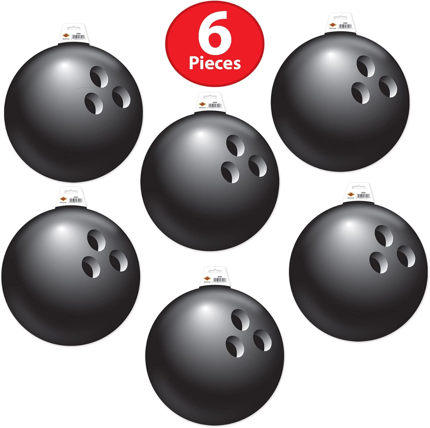 Beistle 6 Piece Durable Cardstock Bowling Decorations