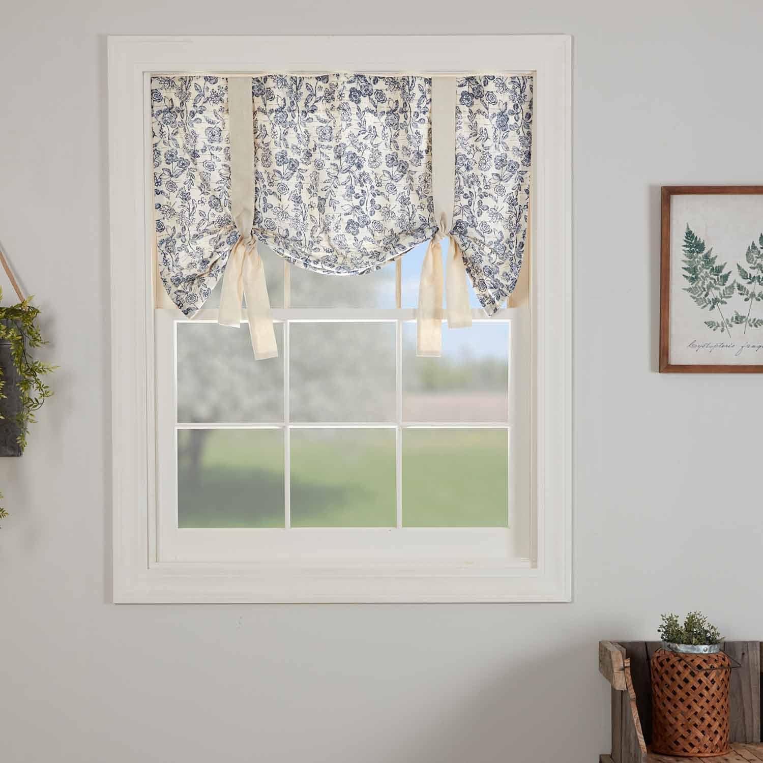Piper Classics Doylestown Blue Floral Valance Curtain