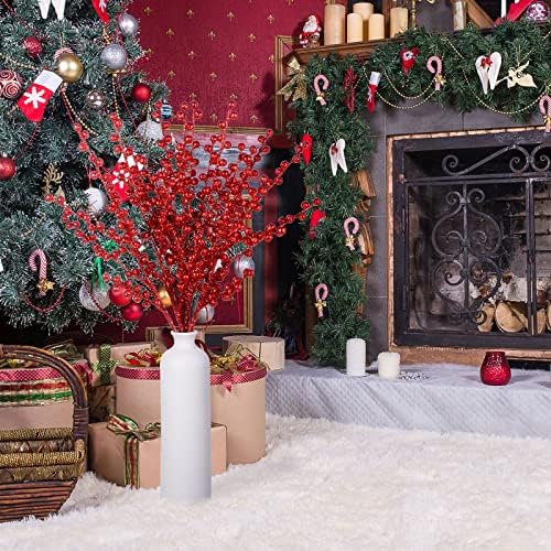 WILLBOND Artificial Red Berry Stems 216 Inch Christmas Decor