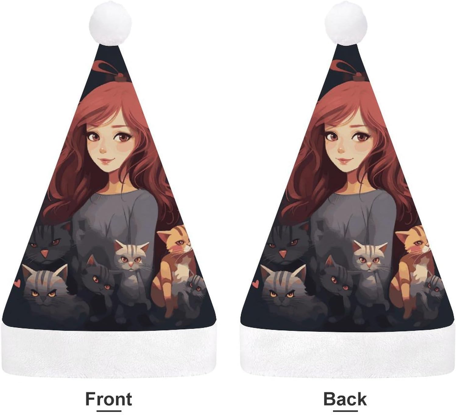 Santa Hat for Women Who Loves Cats Christmas Party Headwear