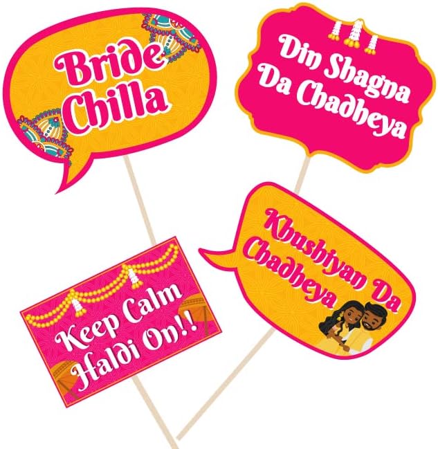 Haldi Ceremony Photo Booth Props Set of 25 for Wedding