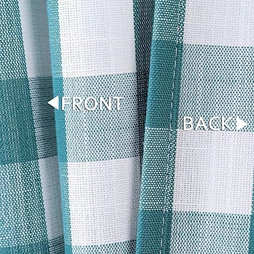Teal Dark Blue Buffalo Check Valance Curtains 55x15