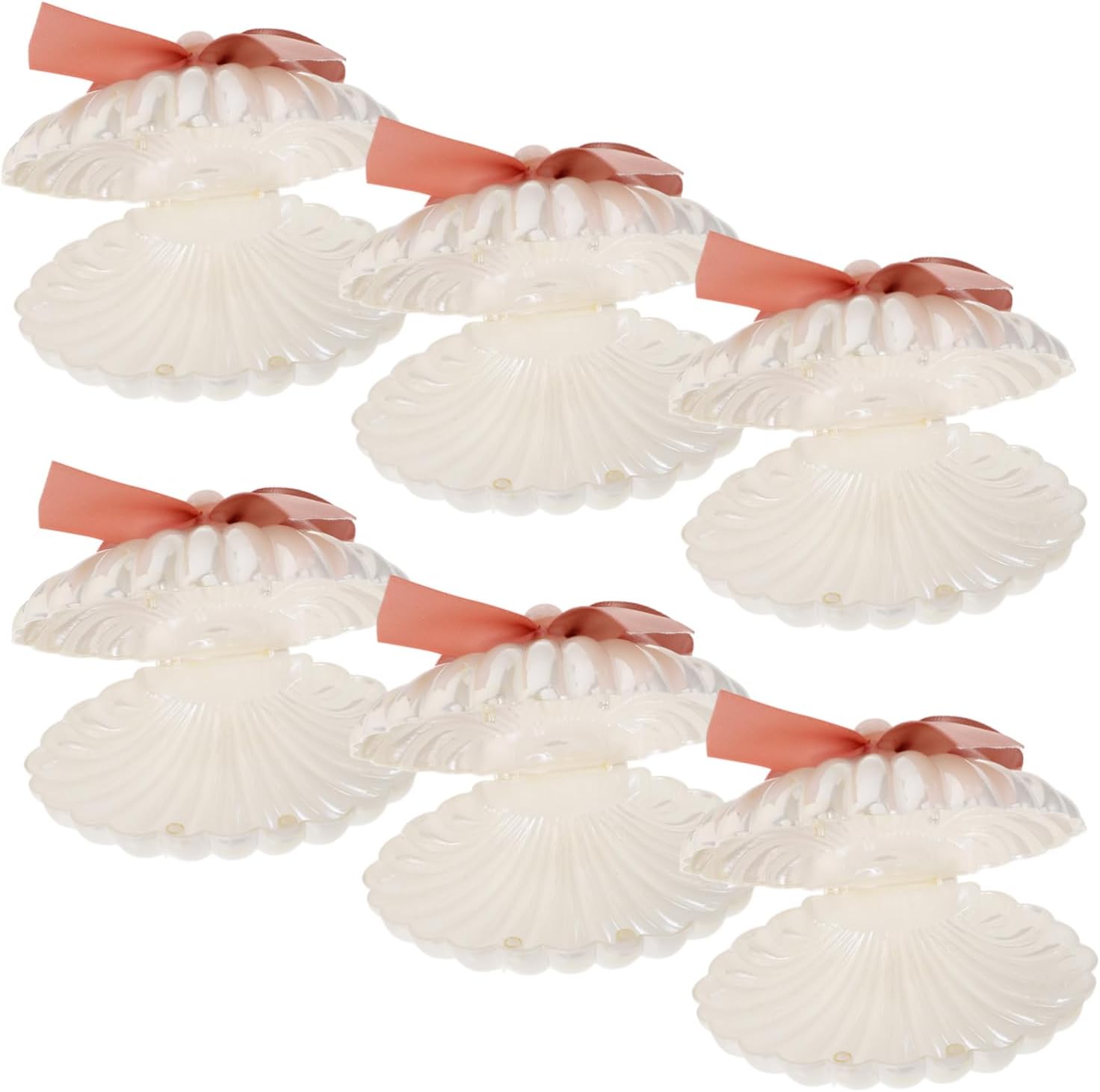 PRETYZOOM 12pcs Seashell Candy Boxes with Ribbons for Weddings and Parties