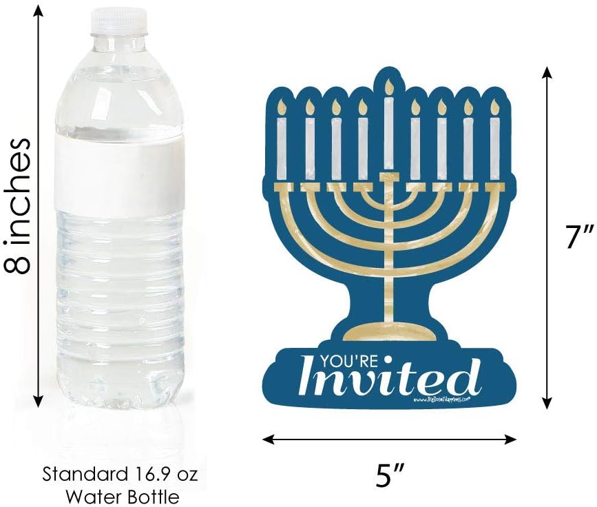 Big Dot of Happiness Happy Hanukkah Shaped Fill-In Invitations Set of 12
