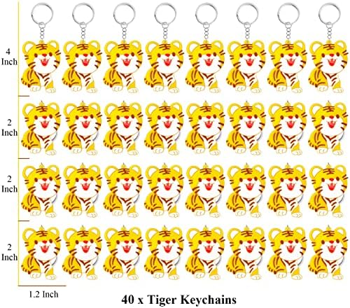 40 Pack Tiger Keyring Pack for Wild Animal Party