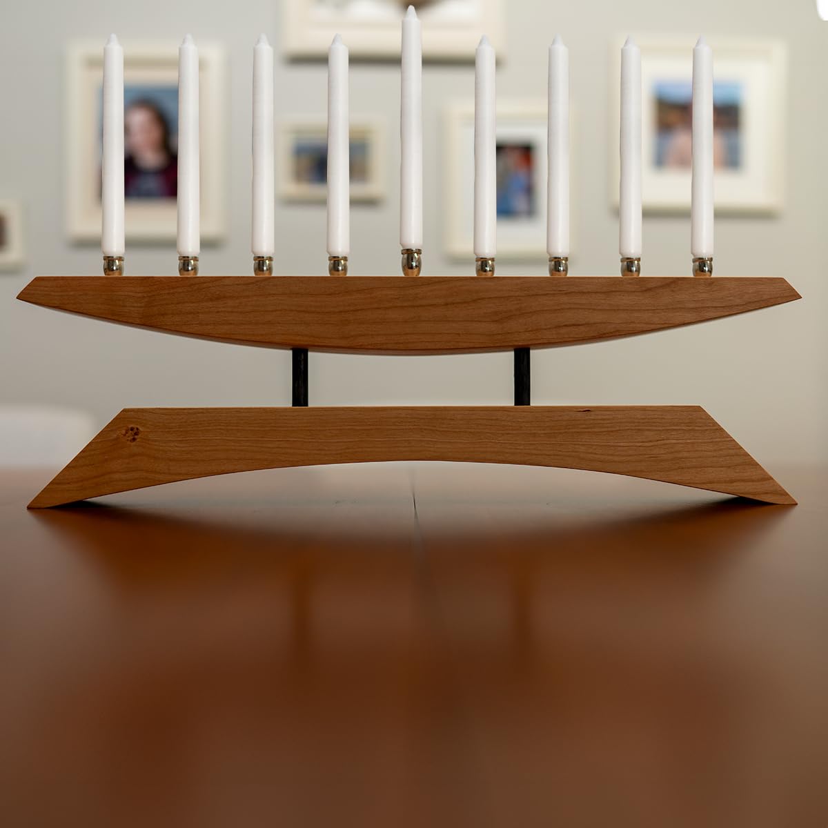 Handmade 9 Branch Modern Menorah Cherry