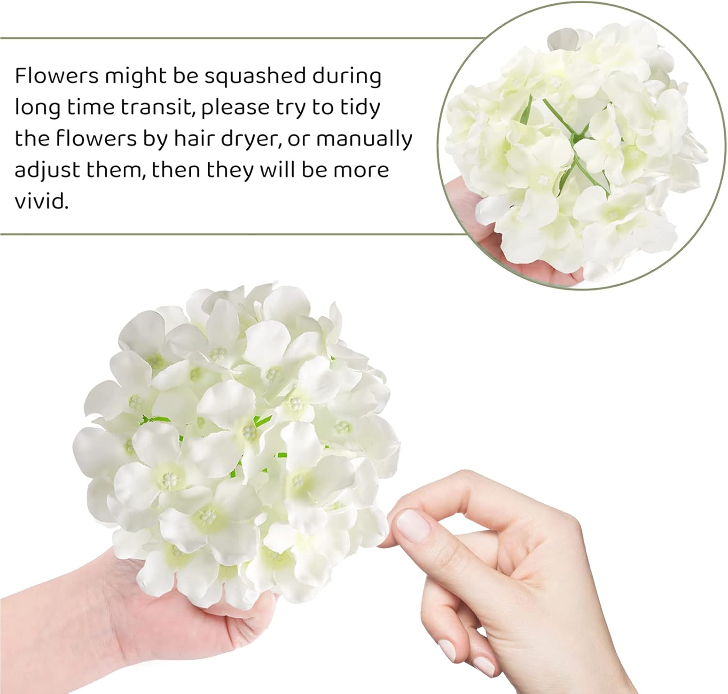 64 PCS Artificial Hydrangea Flowers Ivory