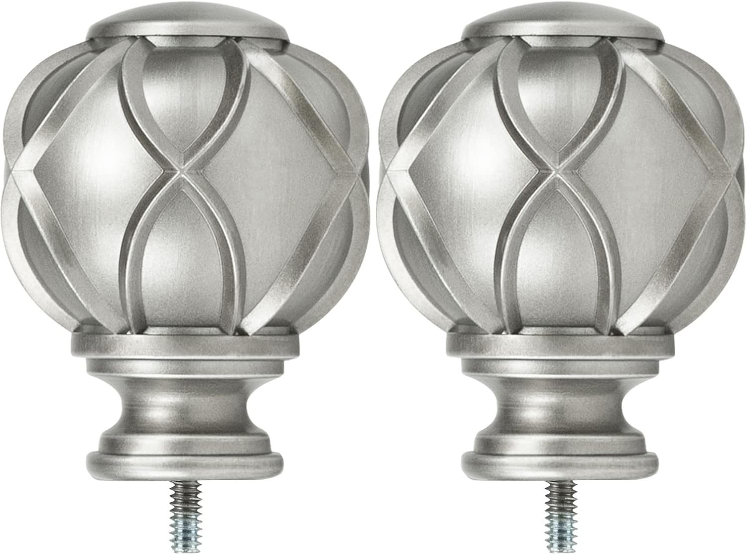 KAMANINA Netted Texture Finials for Curtain Rods 2pcs Antique Silver