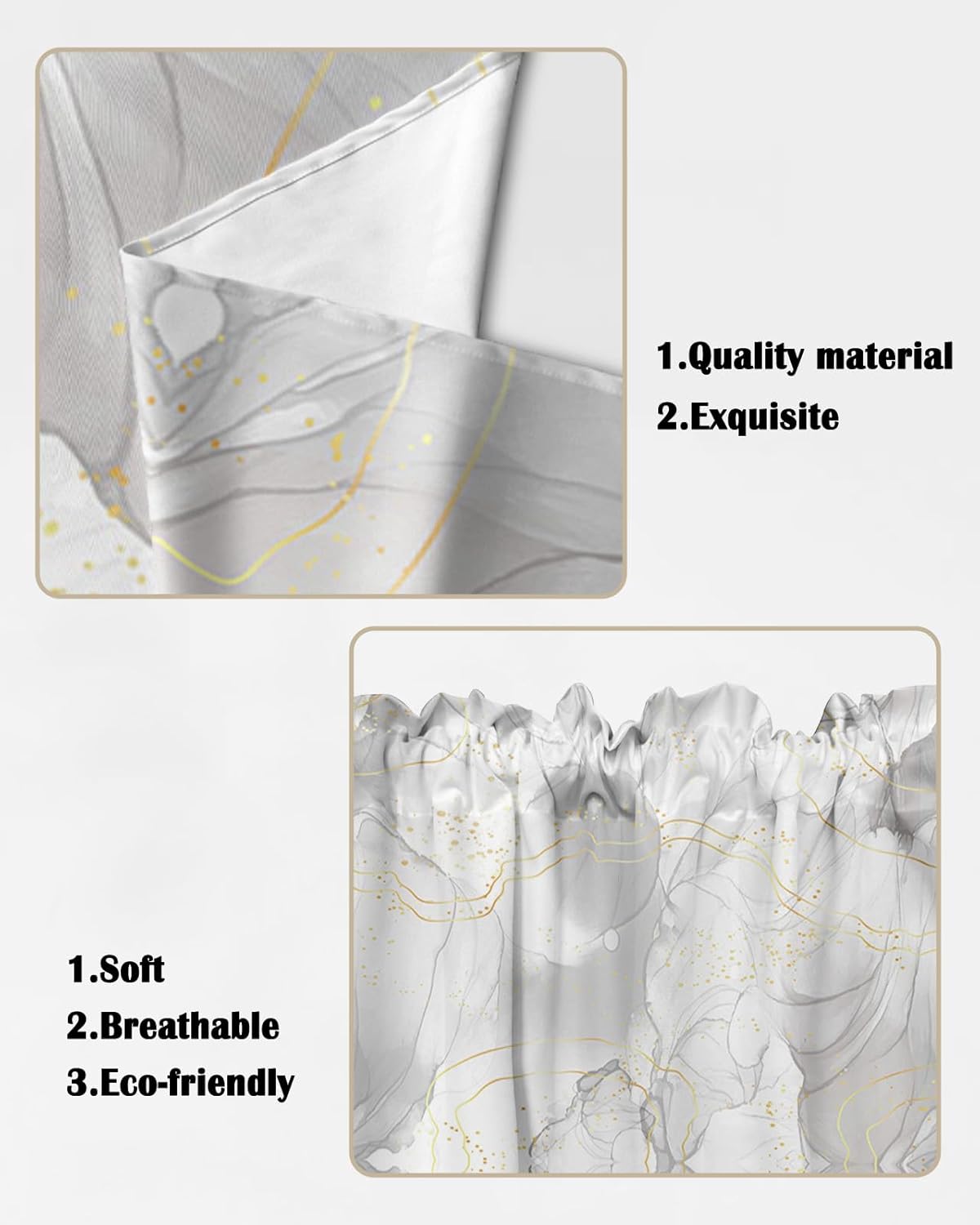 Grey Marble Swag Curtains with Rod Pocket
