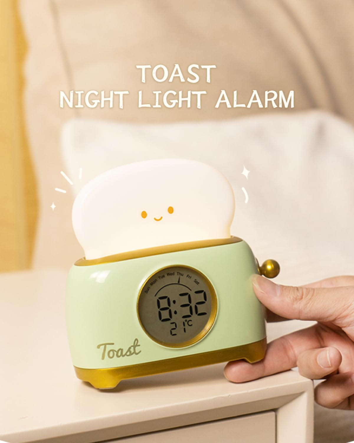 Cute Toast Alarm Clock for Kids and Teens