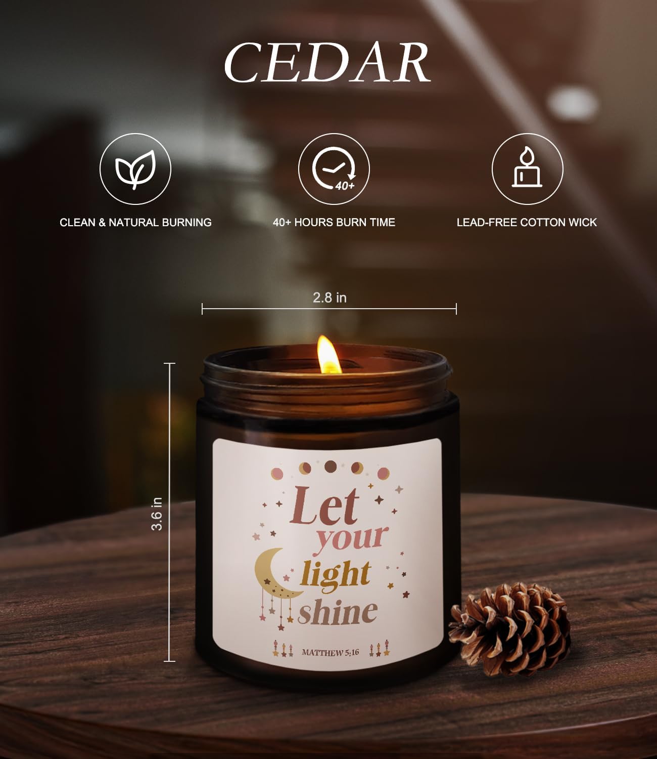 Bible Verse Candle Matthew 516 Cedar Scented 8 oz
